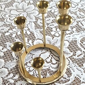 VTG BRASS ASCENDING 6 STICK CANDLE HOLDER UNSCREWS FOR EASY STORAGE FREE WRAP